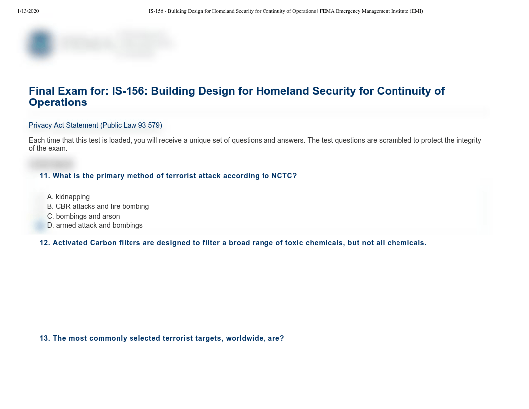 IS-156 - Building Design for Homeland Security for Continuity of Operations _ FEMA Emergency Managem_drxsgkz781h_page1