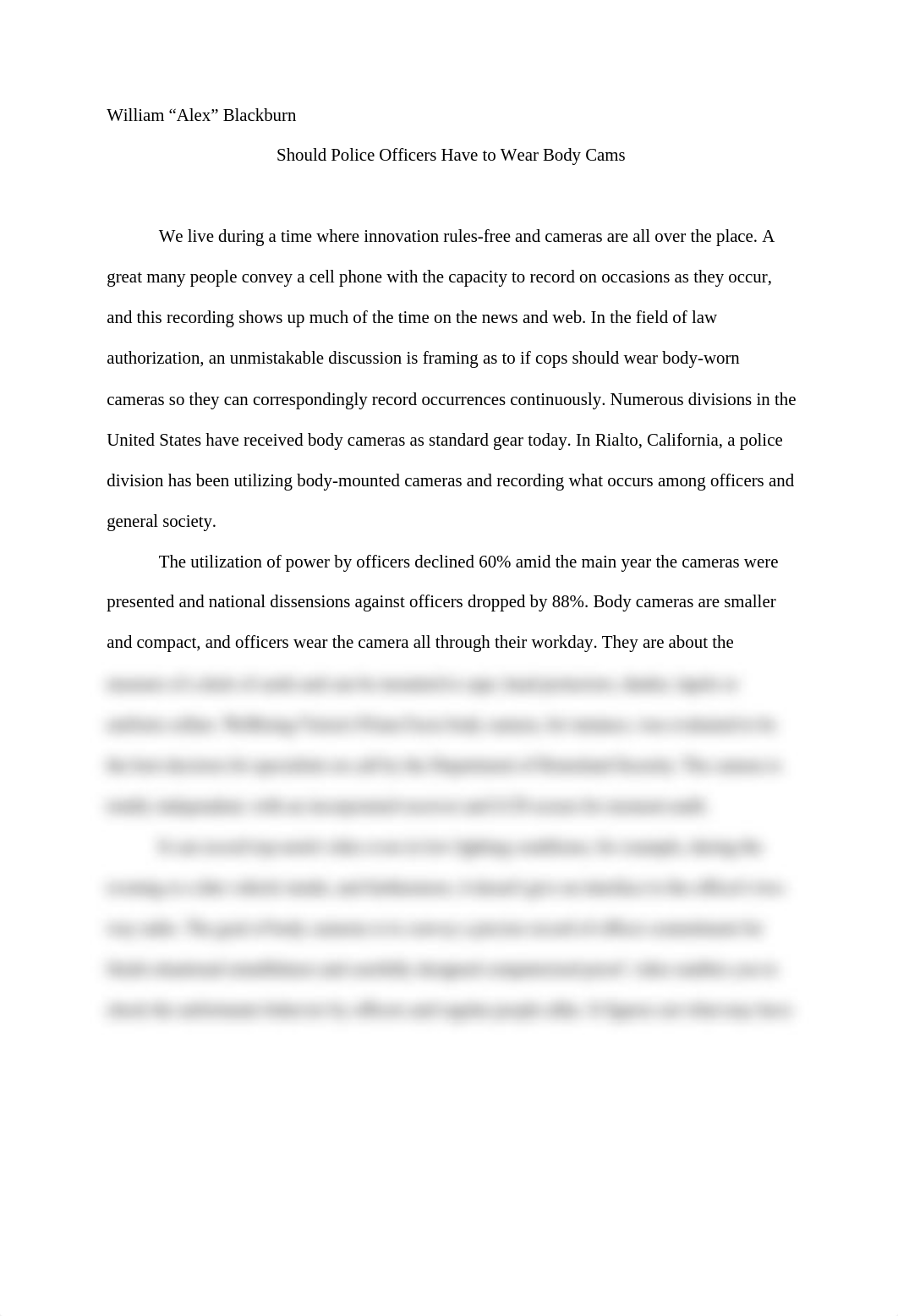 Bus 313 week 7 paper; Should Police Officers Have to Wear Body Cams.docx_dry28hrrws4_page1