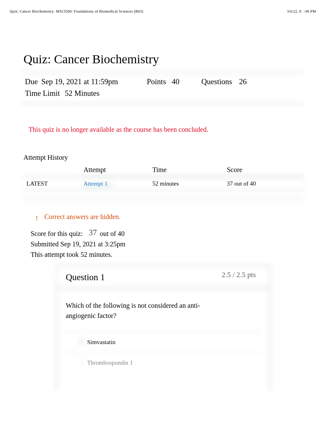 Quiz: Cancer Biochemistry: MSCI500: Foundations of Biomedical Sciences (B03).pdf_dryt2rr2dat_page1