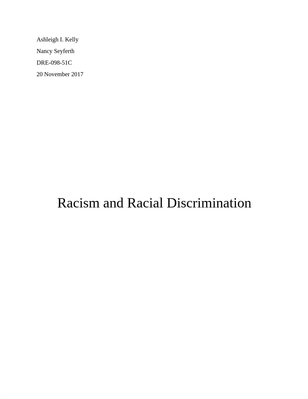 Racism & Racial Discrimination Essay.docx_drz09vstn28_page1