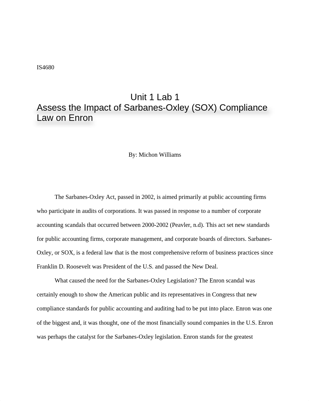 Unit 1 Lab 1 - Assess the Impact of Sarbarnes-Oxley (SOX) Compliance Law on Enron_drz4vtjbuqc_page1