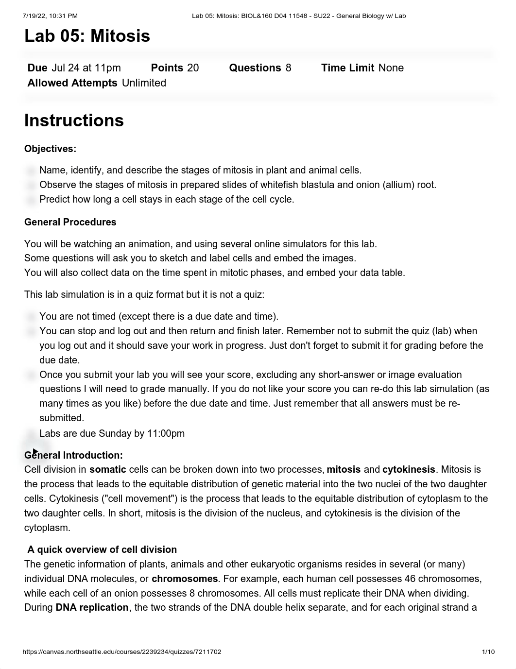 Lab 05_ Mitosis_ BIOL&160 D04 11548 - SU22 - General Biology w_ Lab.pdf_drzn1c0t8rt_page1