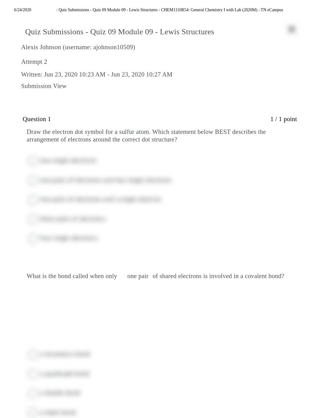 _ Quiz Submissions - Quiz 09 Module 09 - Lewis Structures - CHEM1110R54_ General Chemistry I with La_ds0uram81pu_page1