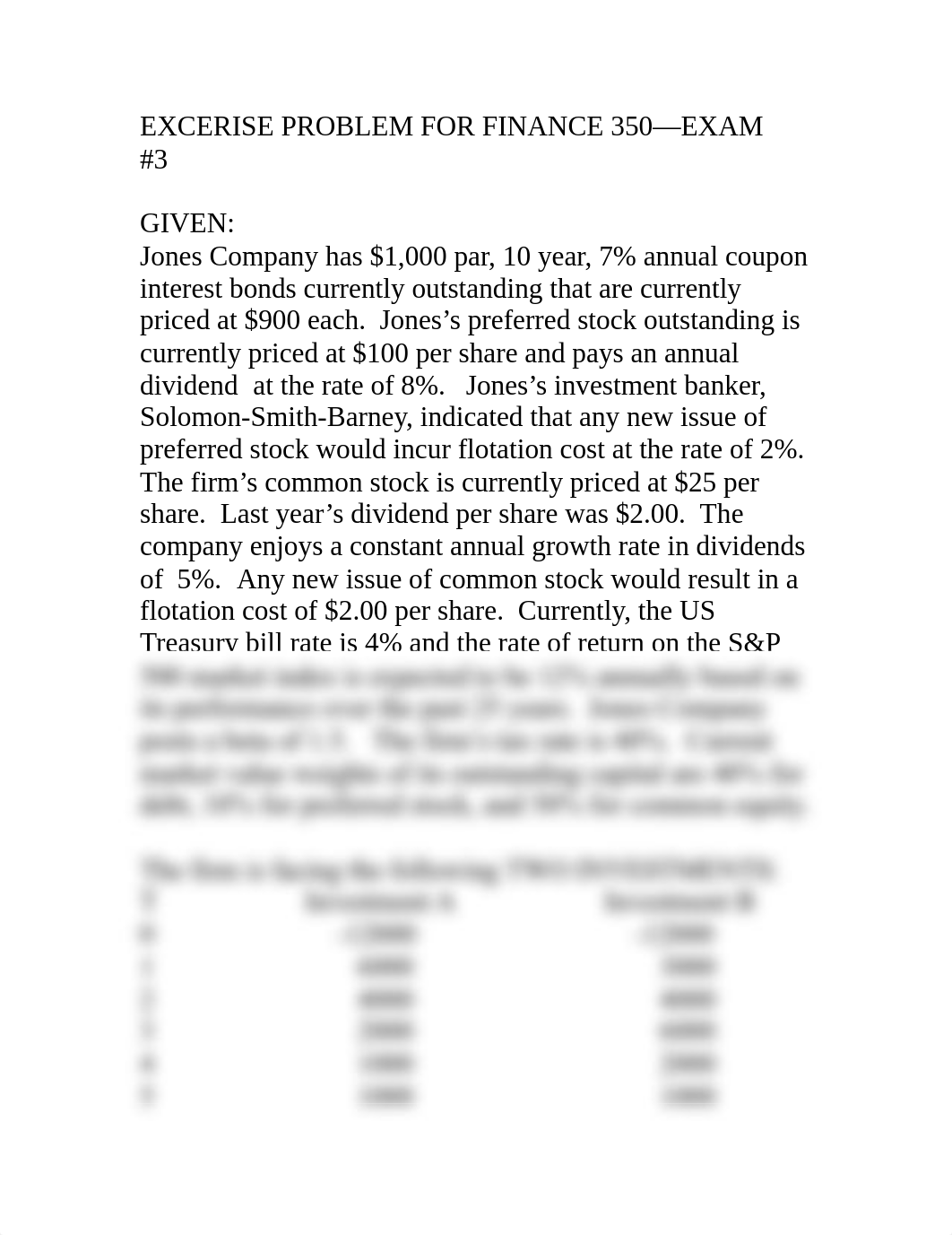 FINANCE_350_EXCERISE_PROBLEM_FOR_FINANCE_350_ds119xf5d3f_page1