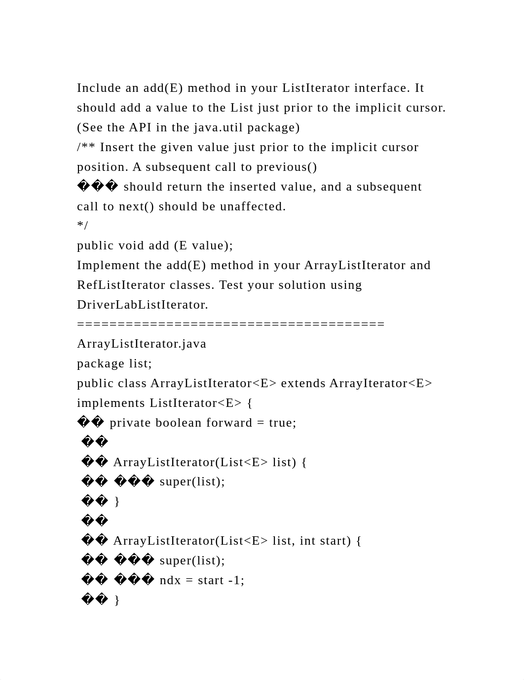 Include an add(E) method in your ListIterator interface. It should a.docx_ds12npjbn0h_page2