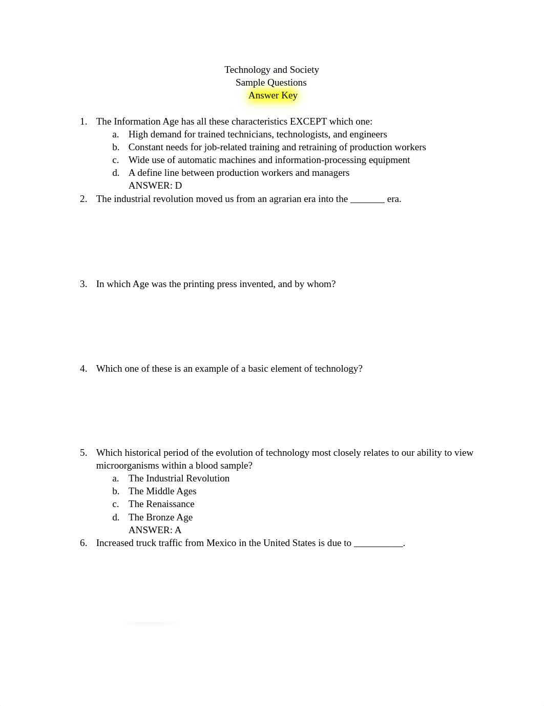 Technology and Society Sample Questions Answer Key.pdf_ds13h74hbo2_page1