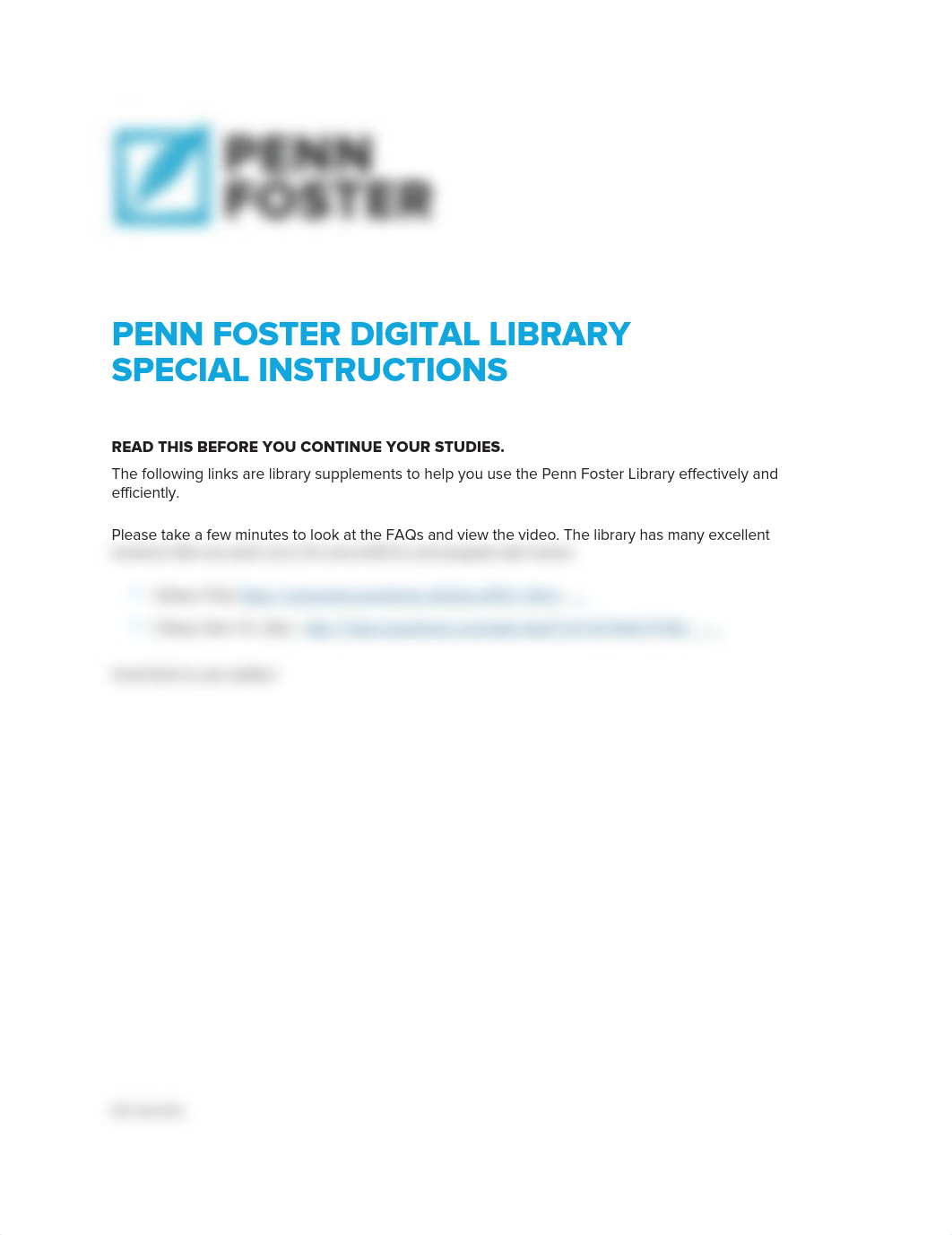 PENN FOSTER DIGITAL LIBRARY SPECIAL INSTRUCTIONS_ds27pcsynrj_page1