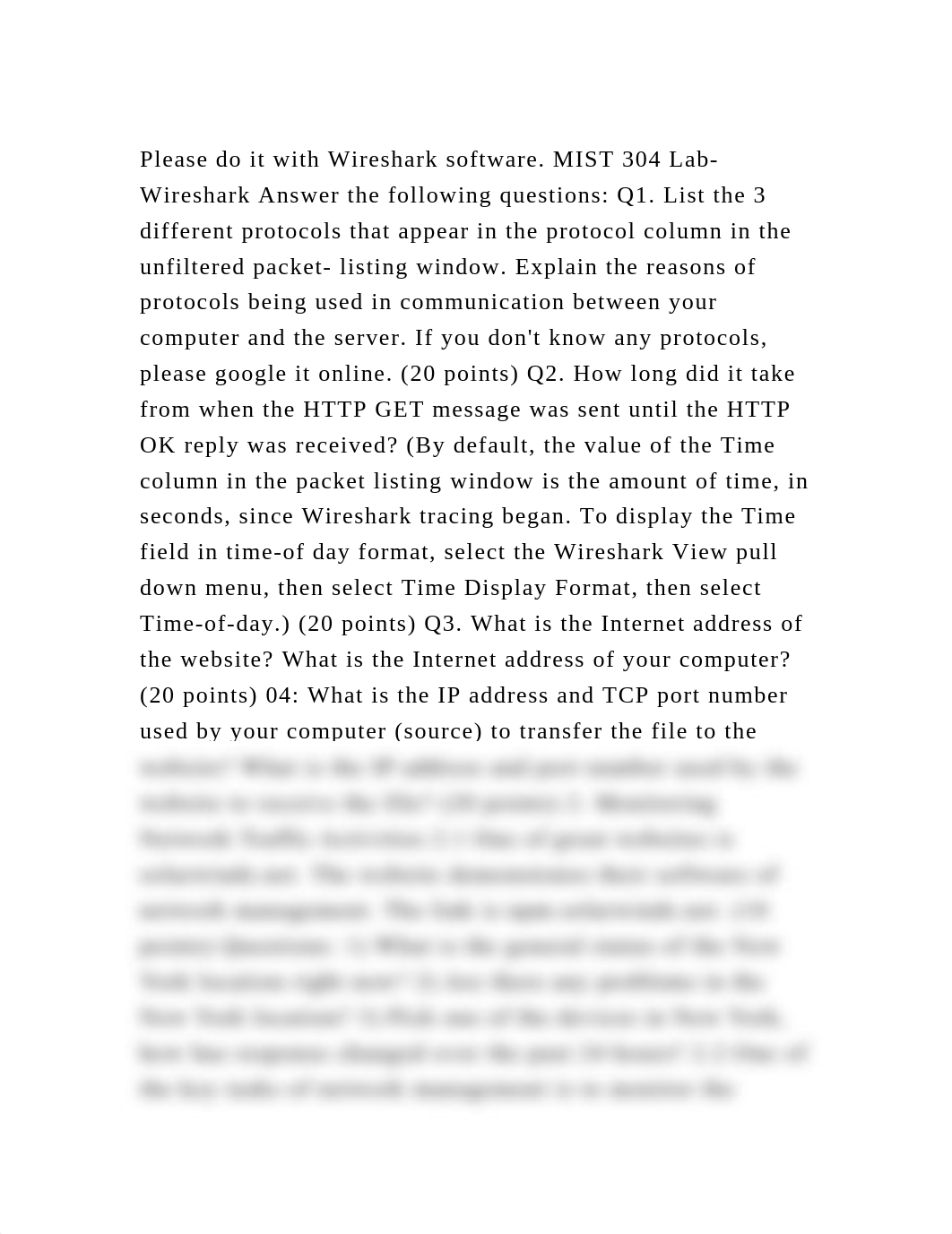Please do it with Wireshark software. MIST 304 Lab-Wireshark Answer .docx_ds2k05o0rke_page2