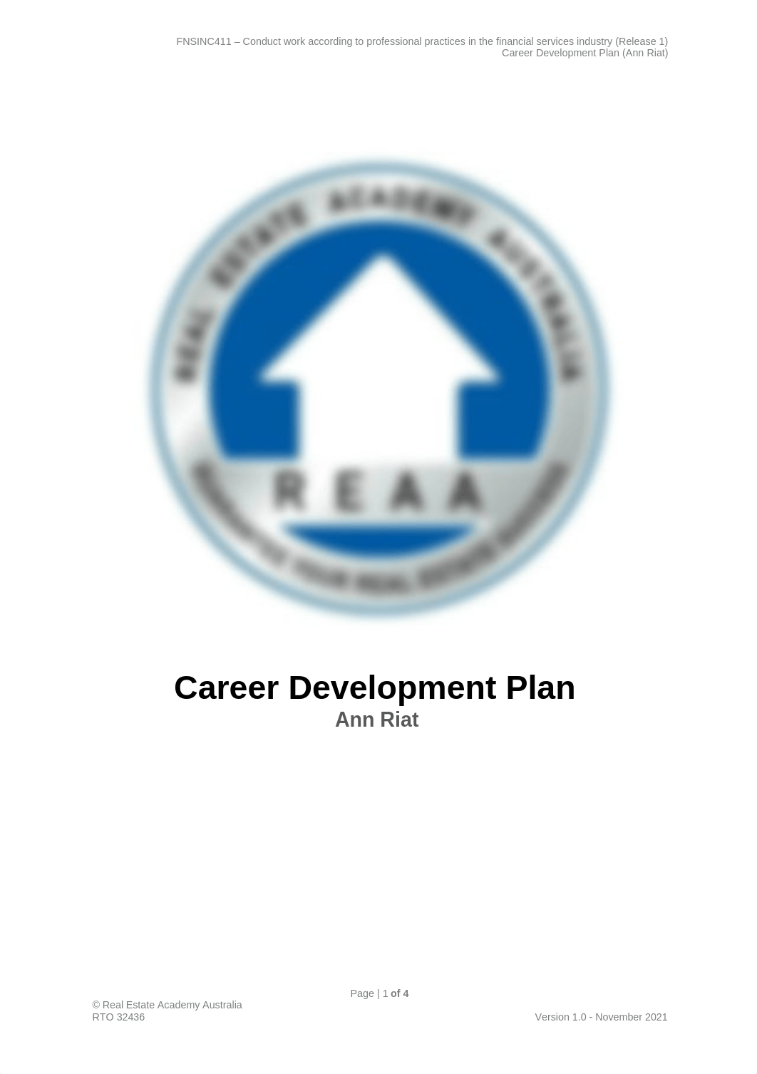 FNSINC411 - Career Development Plan (Ann Riat) V1.0 docx.docx_ds3gmsmosc6_page1