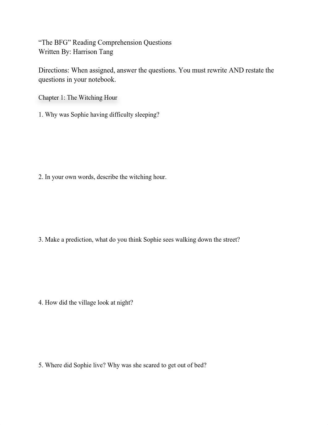 The BFG Reading Comprehension Questions.pdf_ds3sfdwlhti_page1