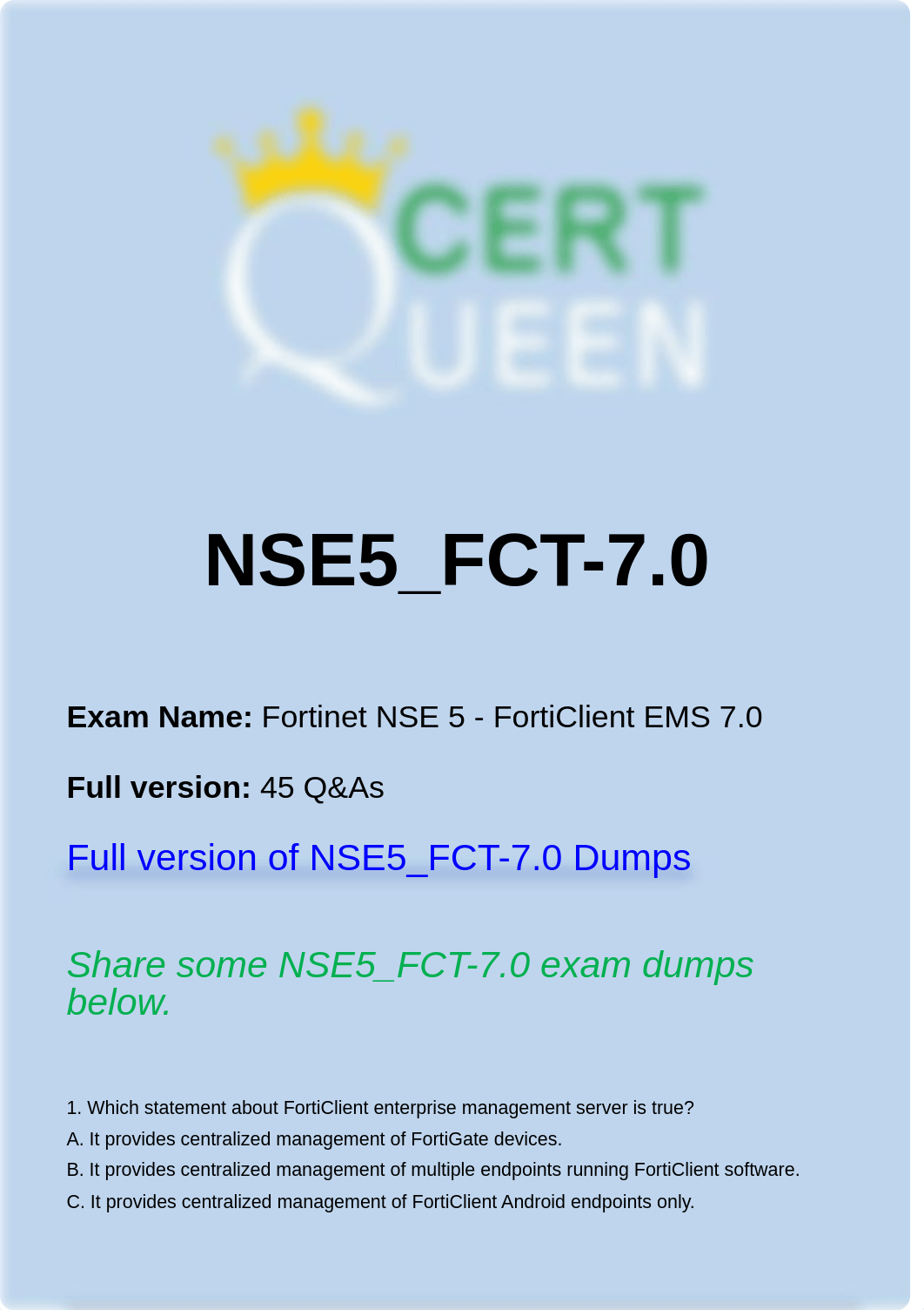 Fortinet NSE 5 NSE5_FCT-7.0 Exam Dumps.pdf_ds3u5j91us4_page1