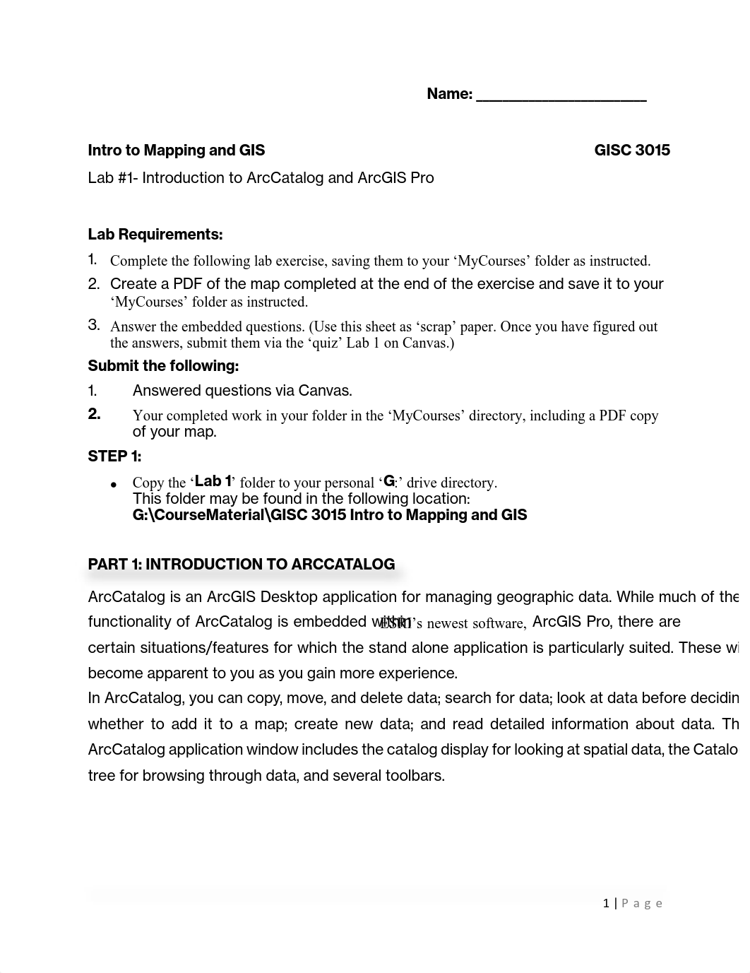 Lab 1 - Intro to ArcCatalog and ArcGIS Pro.pdf_ds4erth278o_page1