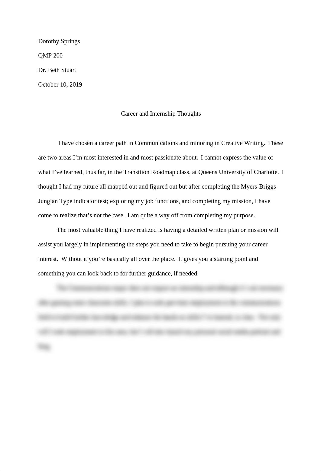 QMP 200 Career and Internship Thoughts by Dorothy Springs October 10 2019.docx_ds4hwyxs8pz_page1