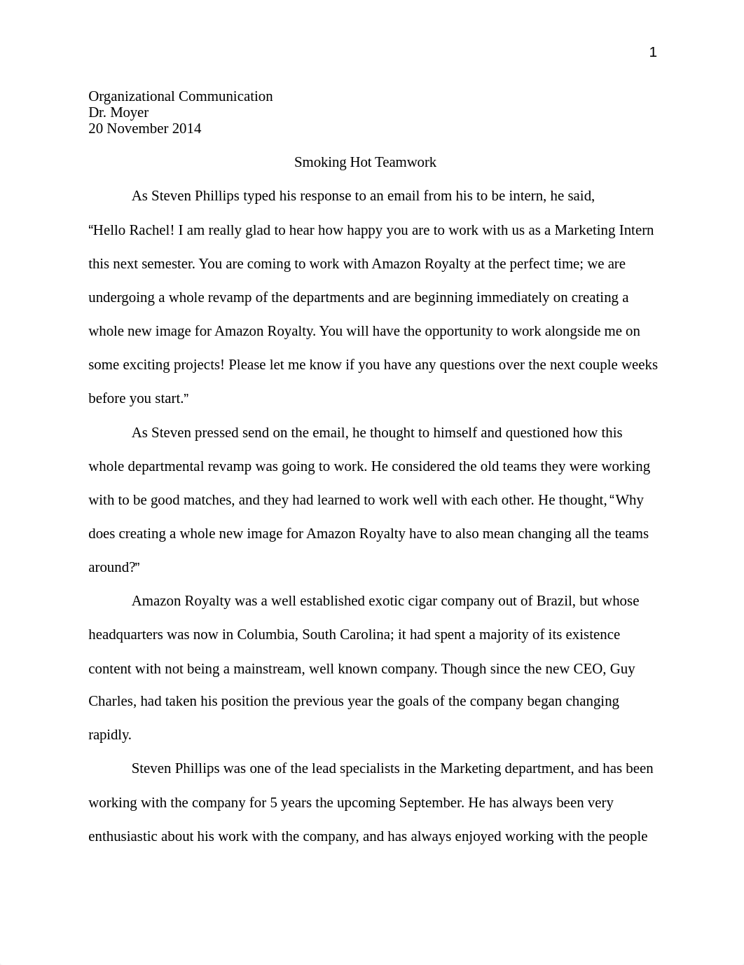 Case Study - Smoking Hot Teamwork - Essay_ds4mifuhkzg_page1