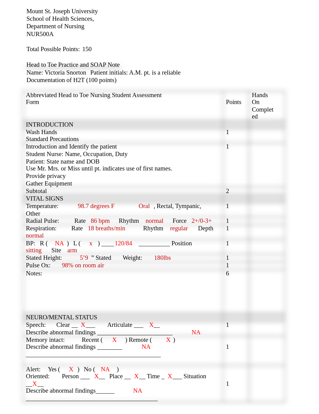 Victoria Snorton Lab Worksheet Head to Toe Practice including SOAP note.docx_ds527dap537_page1