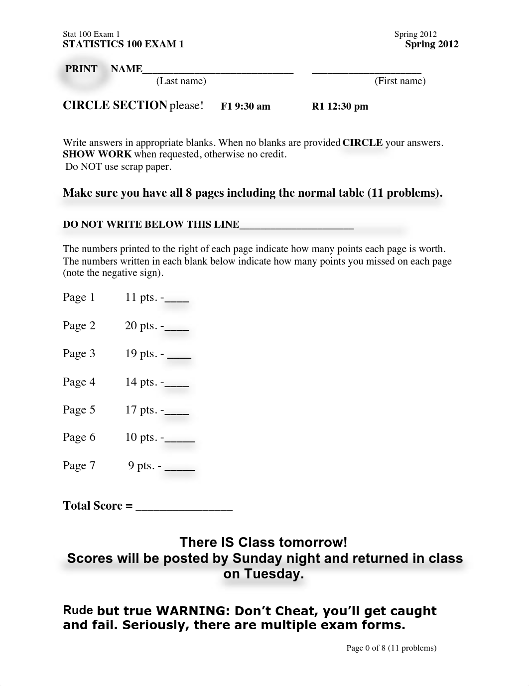 Exam 1 Spring 2012 on Probability and Statistics_ds53dialf3z_page1