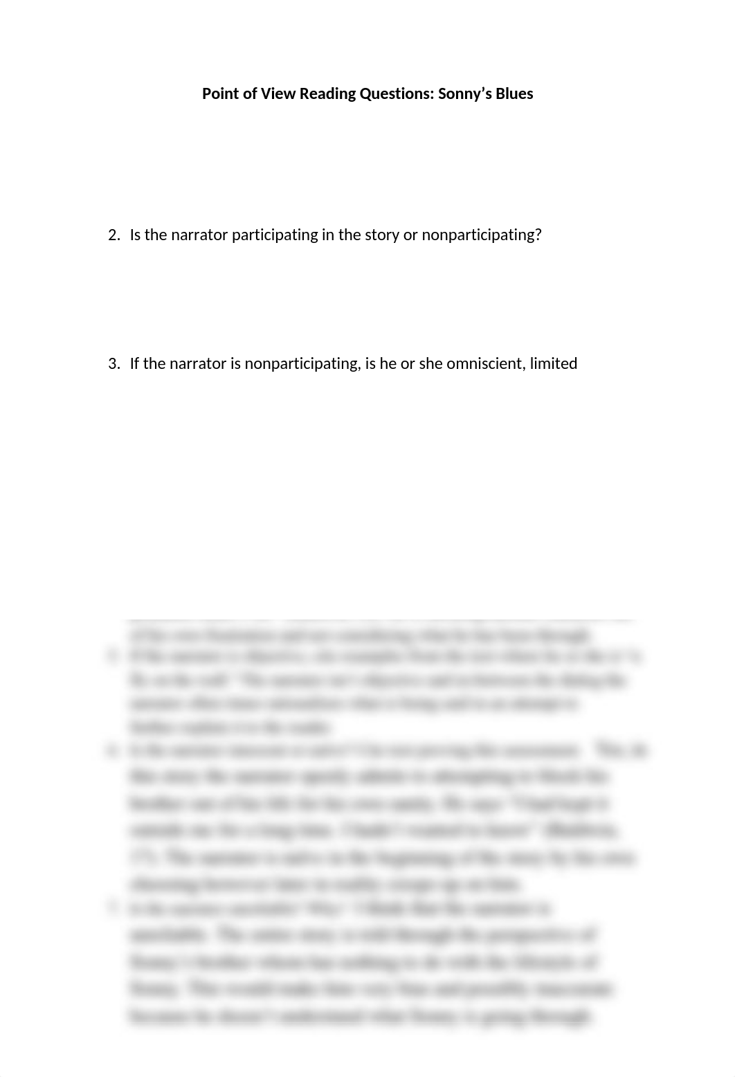 Point of View Reading Questions  Sonny's Blues and Tell Tale Heart.docx_ds5ok5uijoc_page1