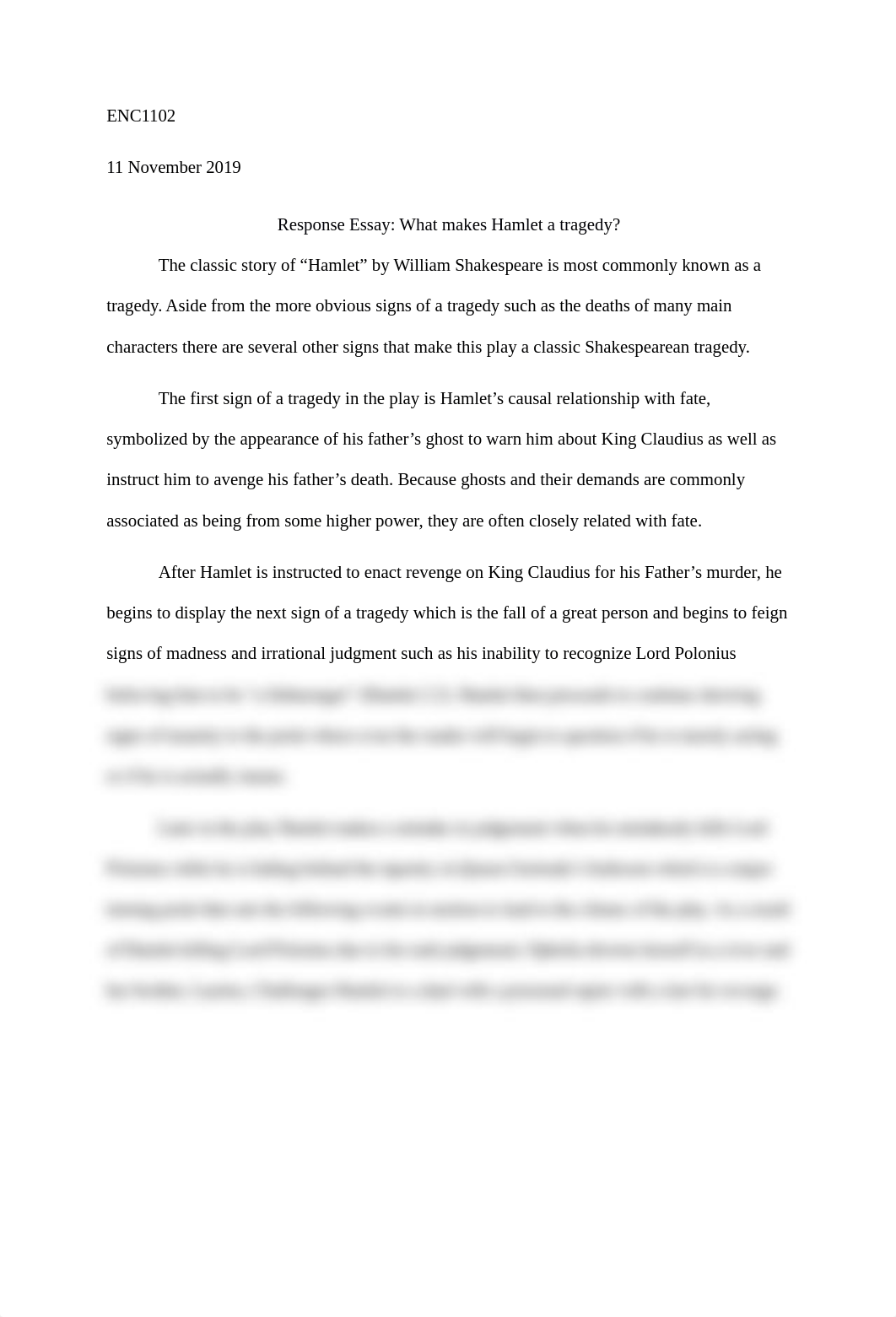 ENC1102 Response Essay What makes Hamlet a tragedy.docx_ds5pwd2vjto_page1