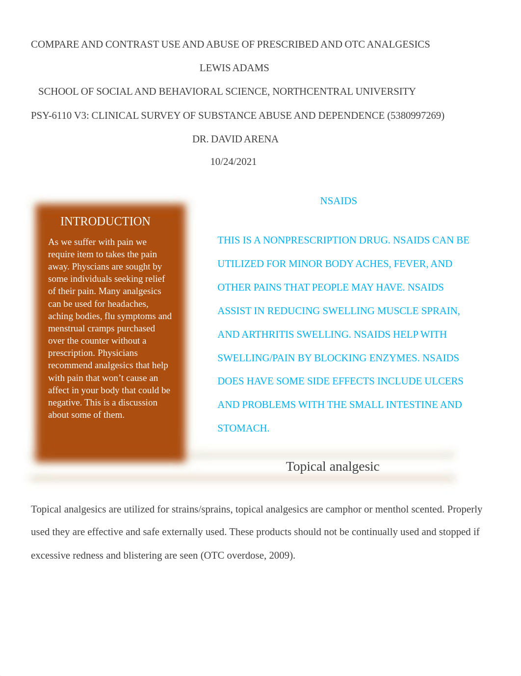 Psy-6110 Compare and Contrast Use and Abuse of Prescribed and OTC Analgesic1.docx_ds6glbb0n1r_page1