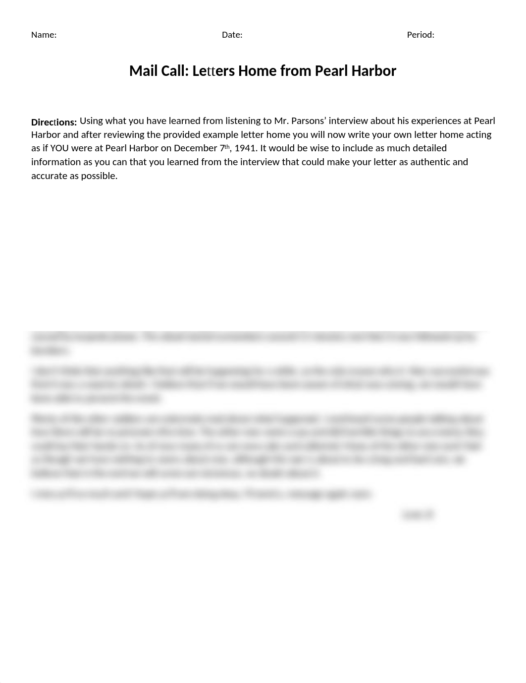 Mail Call Letters Home from Pearl Harbor Writing Assignment (1).docx_ds6jlv49rji_page1