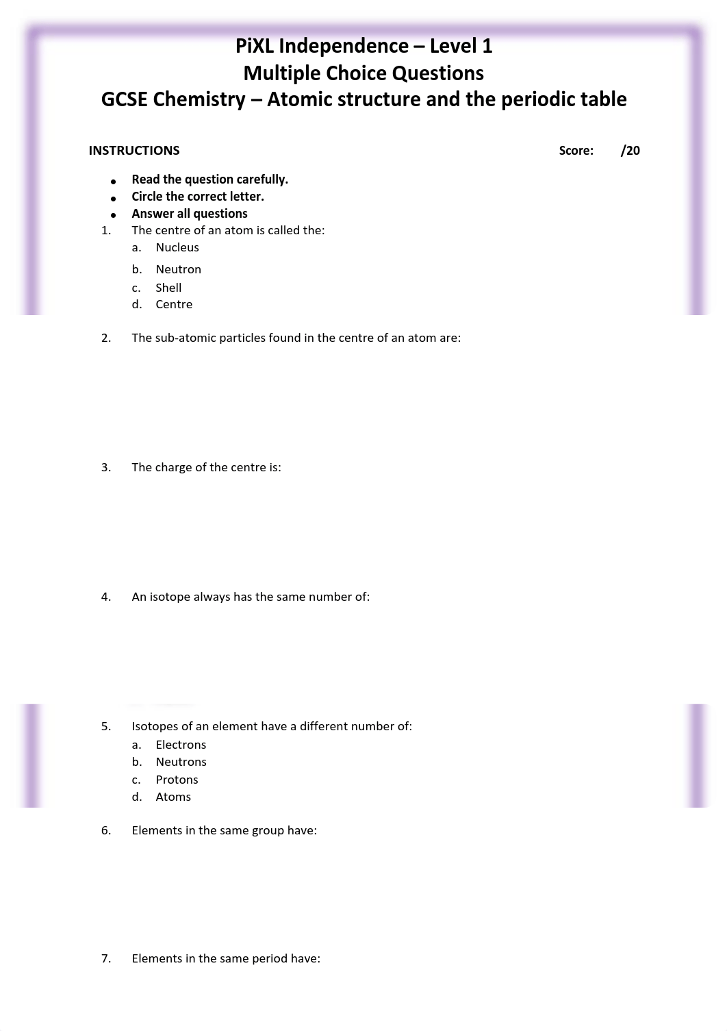 1. PiXL Independence KS4 GCSE Chemistry Atomic structure and the periodic table Booklet.pdf_ds6tnqeto42_page2