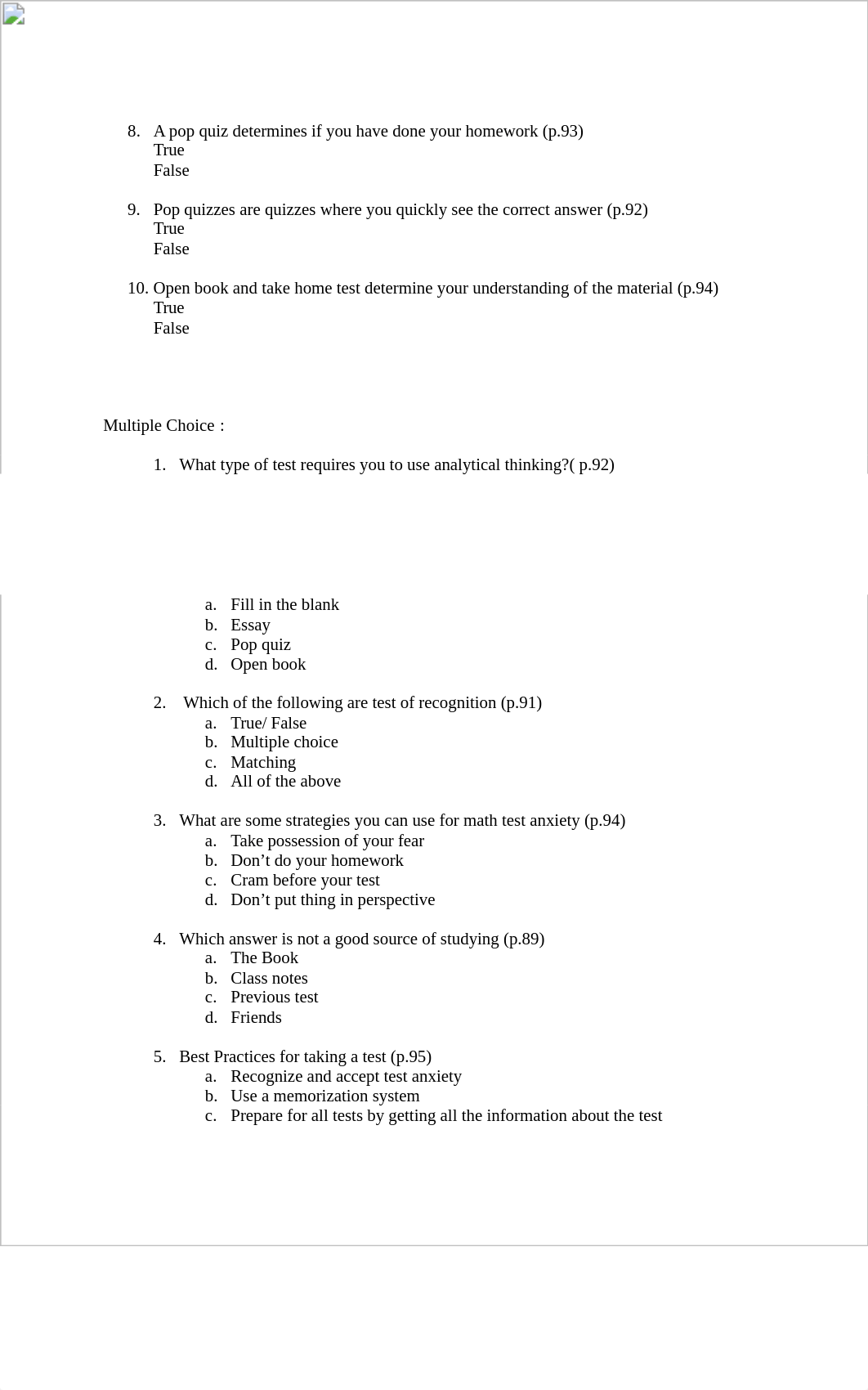 Chapter 9 Exam testandkey_ds70yl6ysni_page2