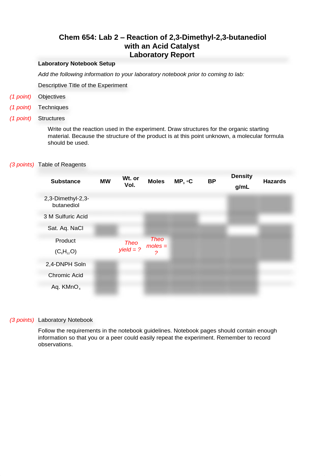 Chem 654_Lab 2 Reaction of Dimethylbutanediol Report .pdf_ds8qe40y9c4_page1