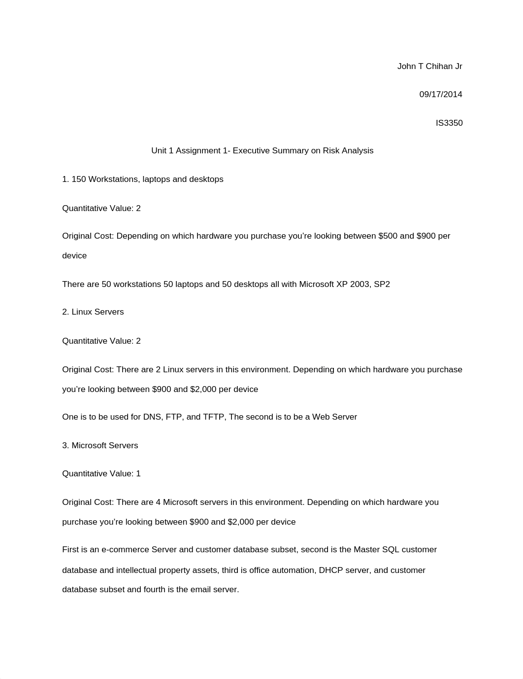 Unit 1 Assignment 1- Executive Summary on Risk Analysis_ds8zfdstrsh_page1