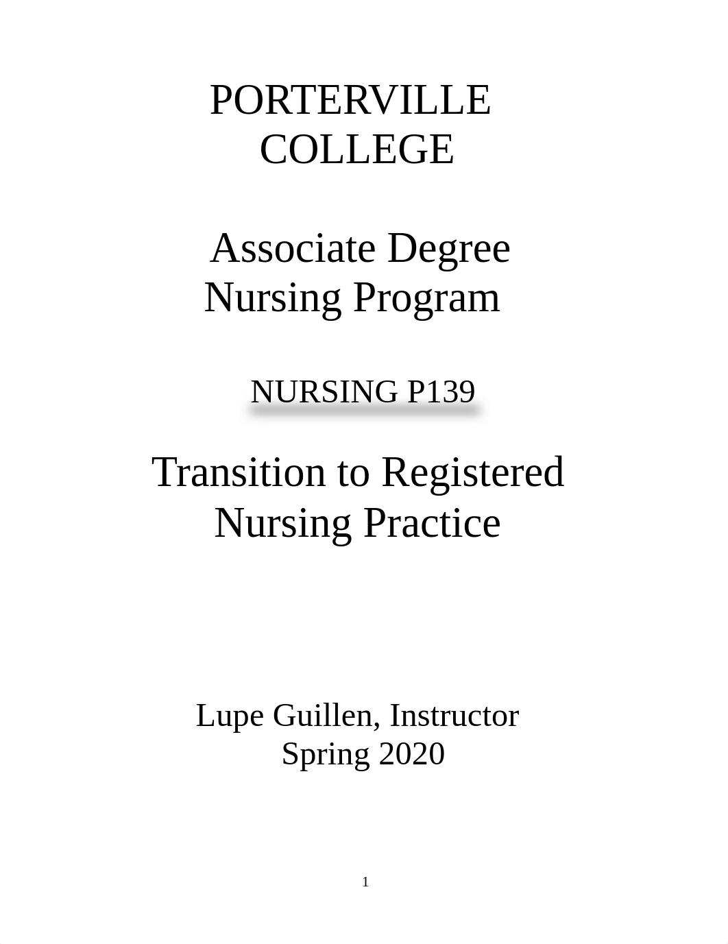 NURS P139 Transition to RN Practice Syllabus.rev (1).pdf_ds98gd3dkzv_page1