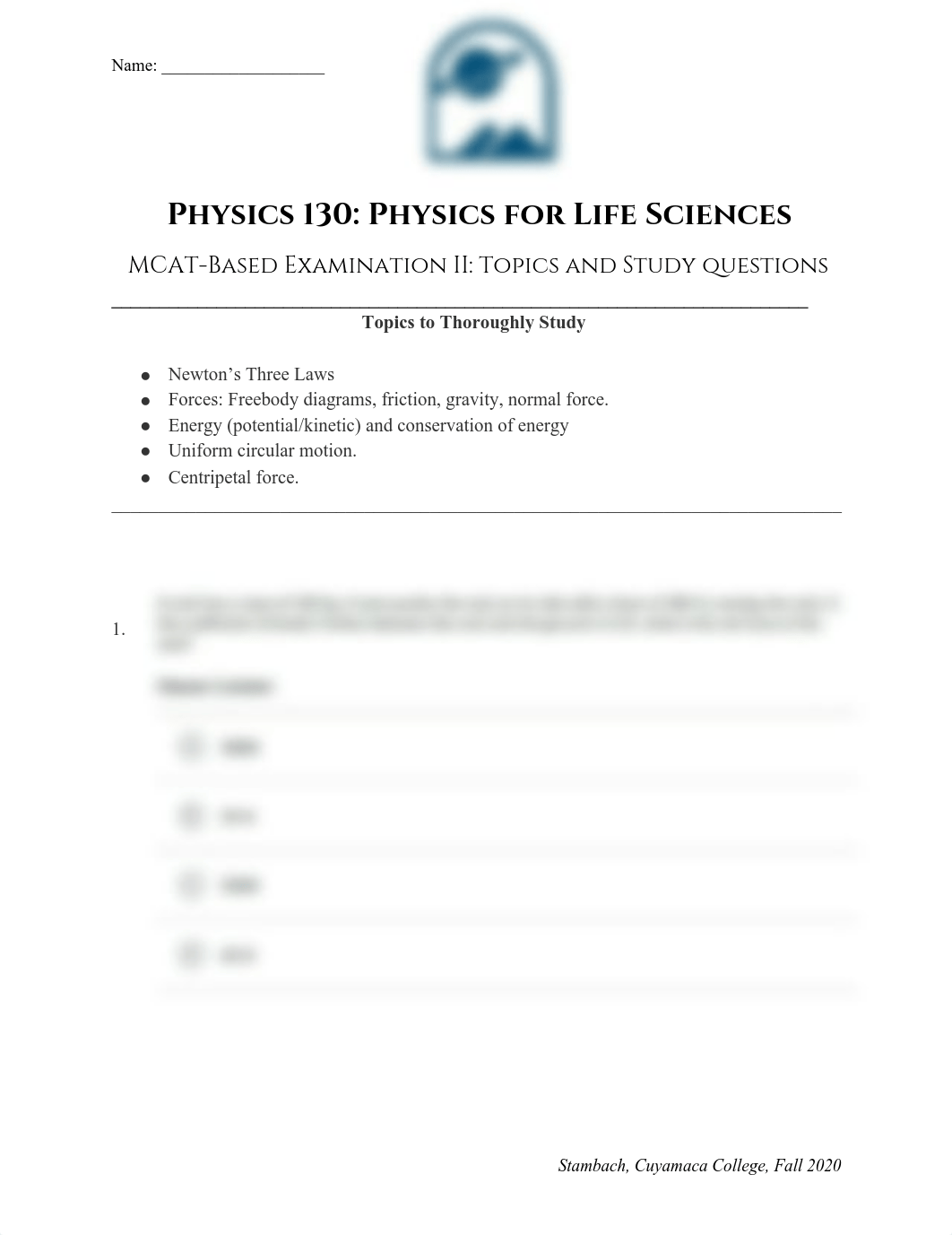 Physics 130 Exam 2_ Topics and Study Guide (Fall 2020)-3 (3).pdf_ds9guq507sh_page1