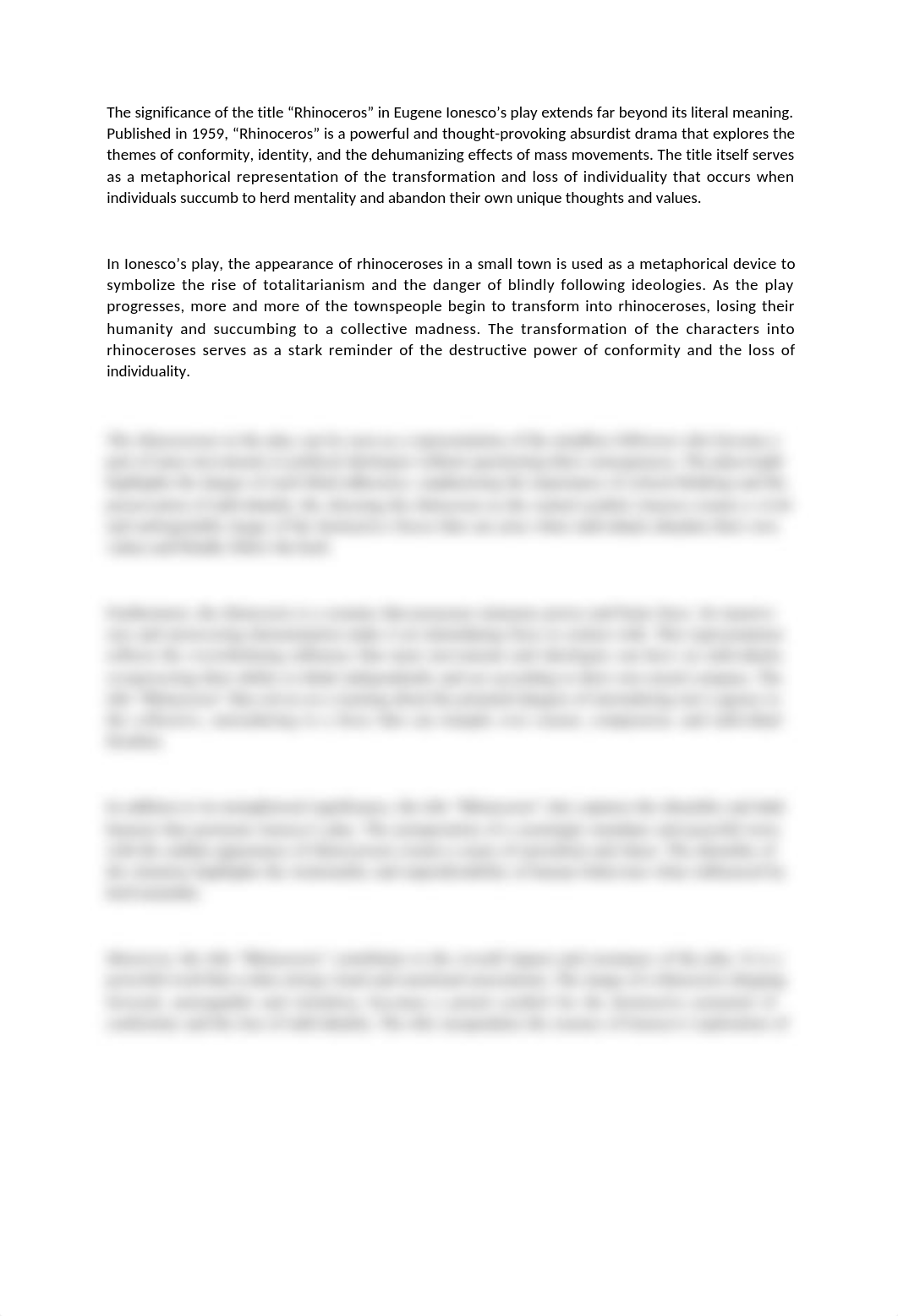 Significance of The Title of Eugene Ionescos's Rhinoceros.docx_ds9wsyp1o4w_page1