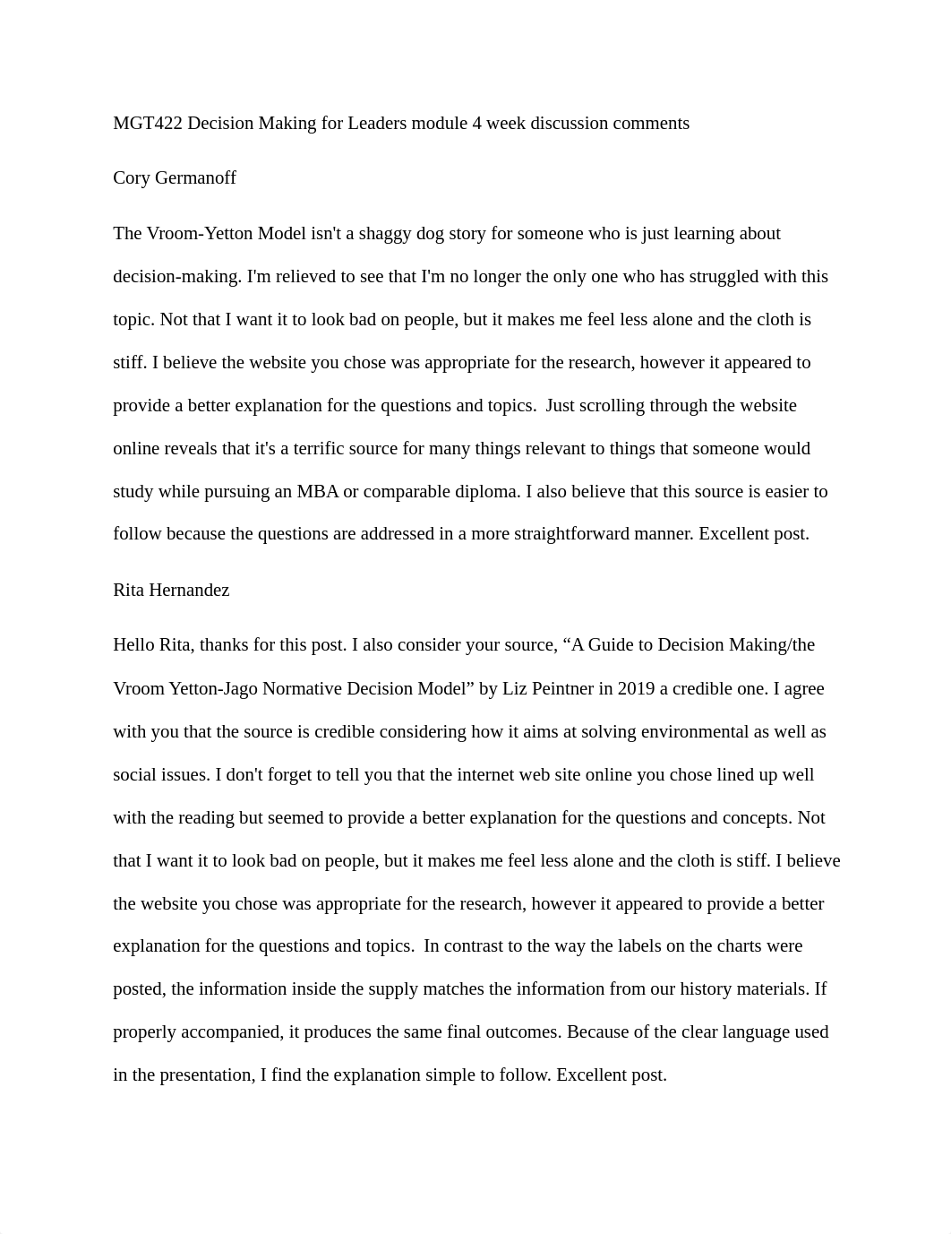 MGT422 Decision Making for Leaders module 4 week discussion comments.docx_dsalc598z6u_page1