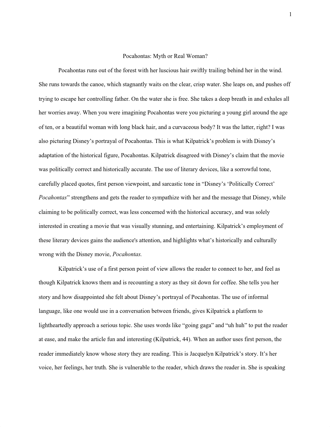 Analytical Essay - Disneys Politically correct pocahontas.pdf_dsawi4ysa3n_page1