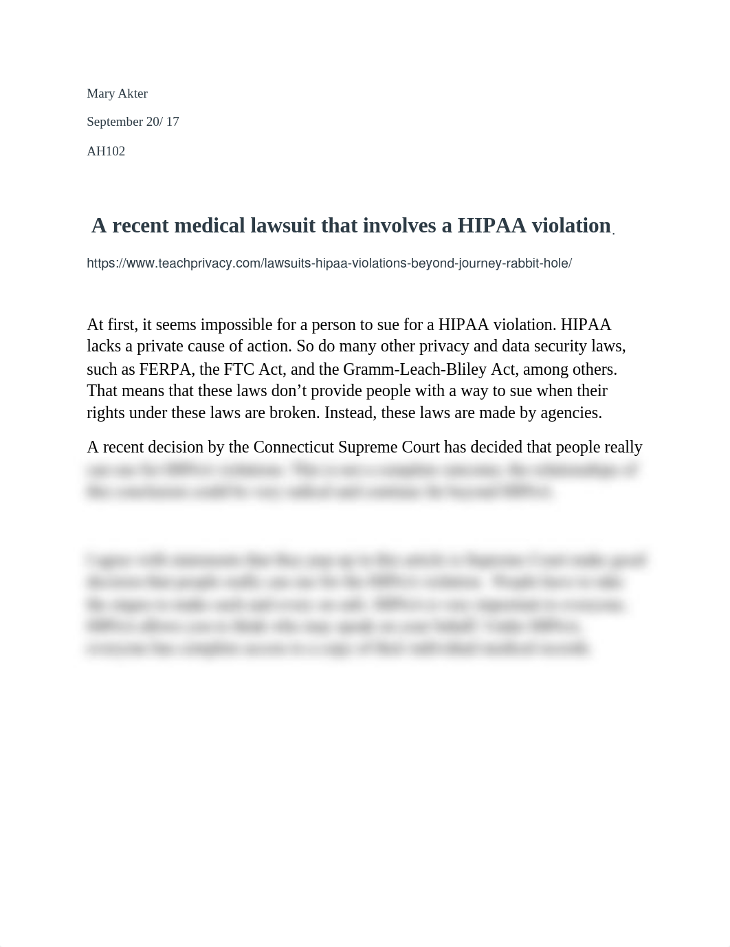 A recent medical lawsuit that involves a HIPAA violation.doc_dsbf5v0ep24_page1