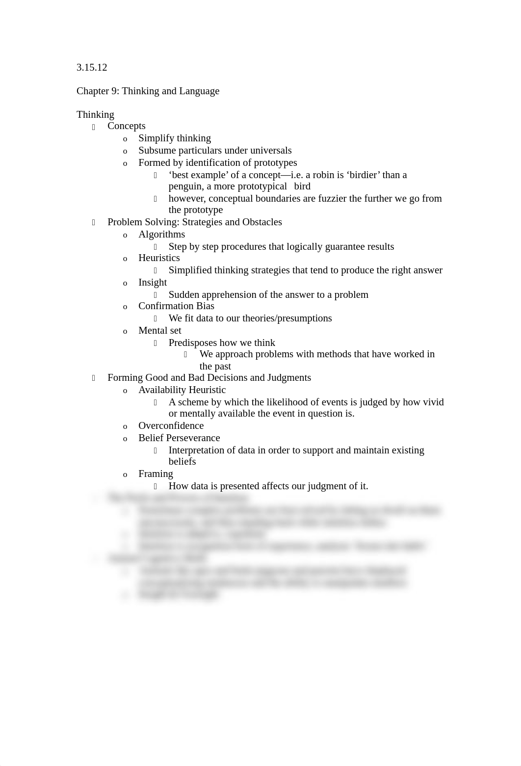 Introduction to Psychology - Thinking and Language Notes_dsbkadt4x50_page1