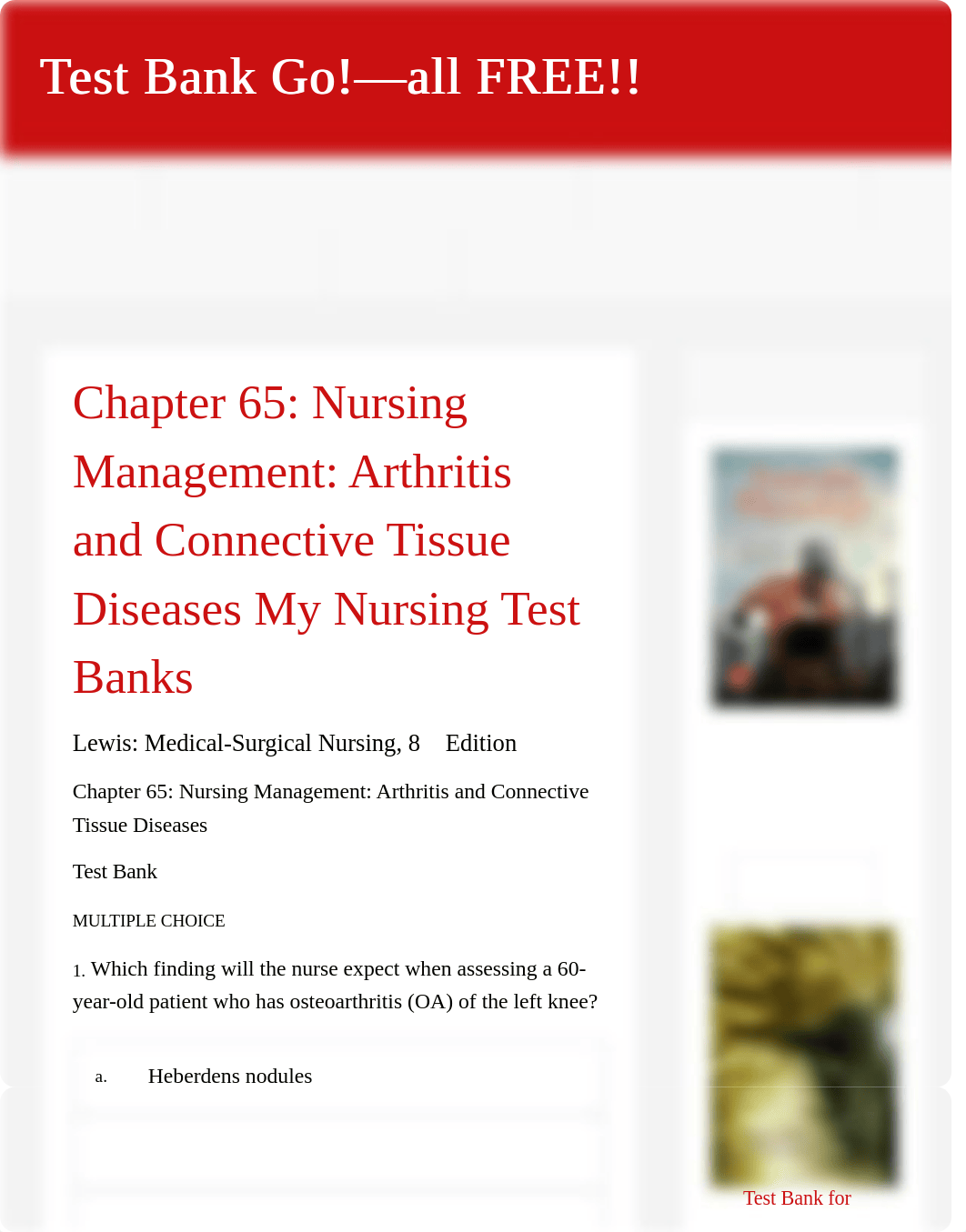 Ch65: Nursing Management: Arthritis and Connective Tissue Diseases My Nursing Test Banks - Tes.pdf_dsd5etfggiw_page1