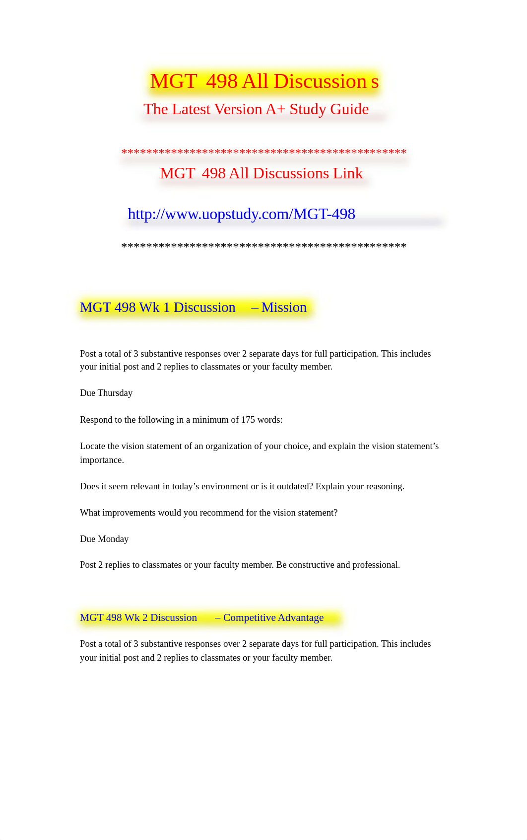 MGT 498 MGT498 mgt 498 All Discussions UopCourse Guide  uopstudy.com.doc_dsdlktjlu5t_page1