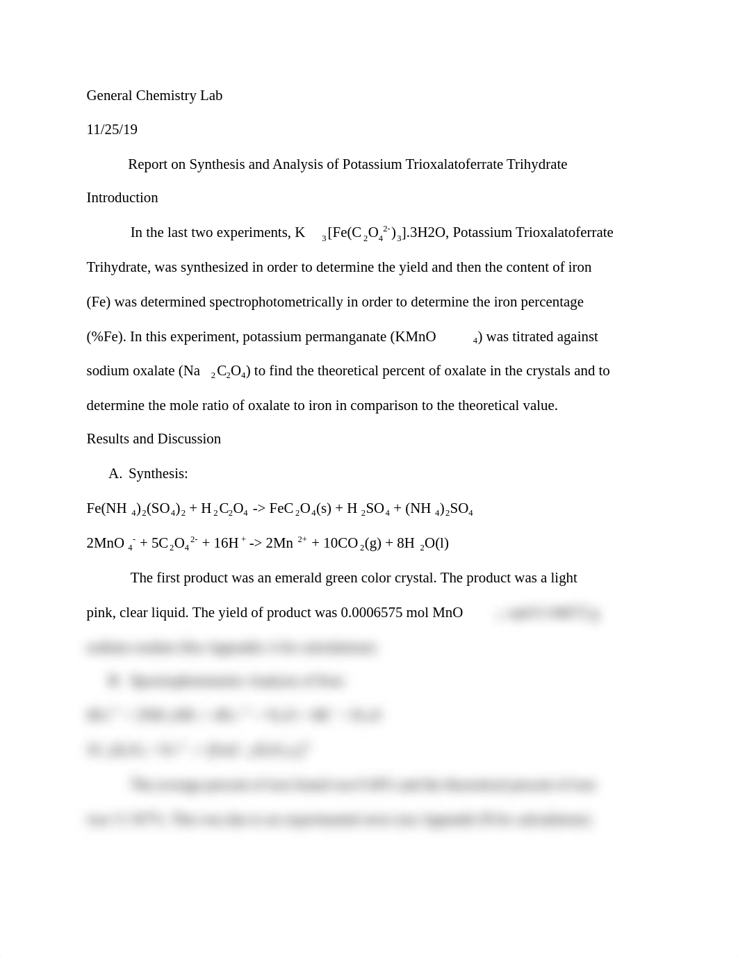 Copy of Report on Synthesis and Analysis of Potassium Trioxalatoferrate Trihydrate.pdf_dsdu1vj9zpl_page1