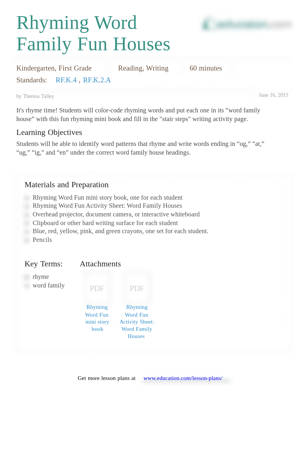 Rhyming Word Family Lesson Plan.pdf_dsdvcdldtjv_page1