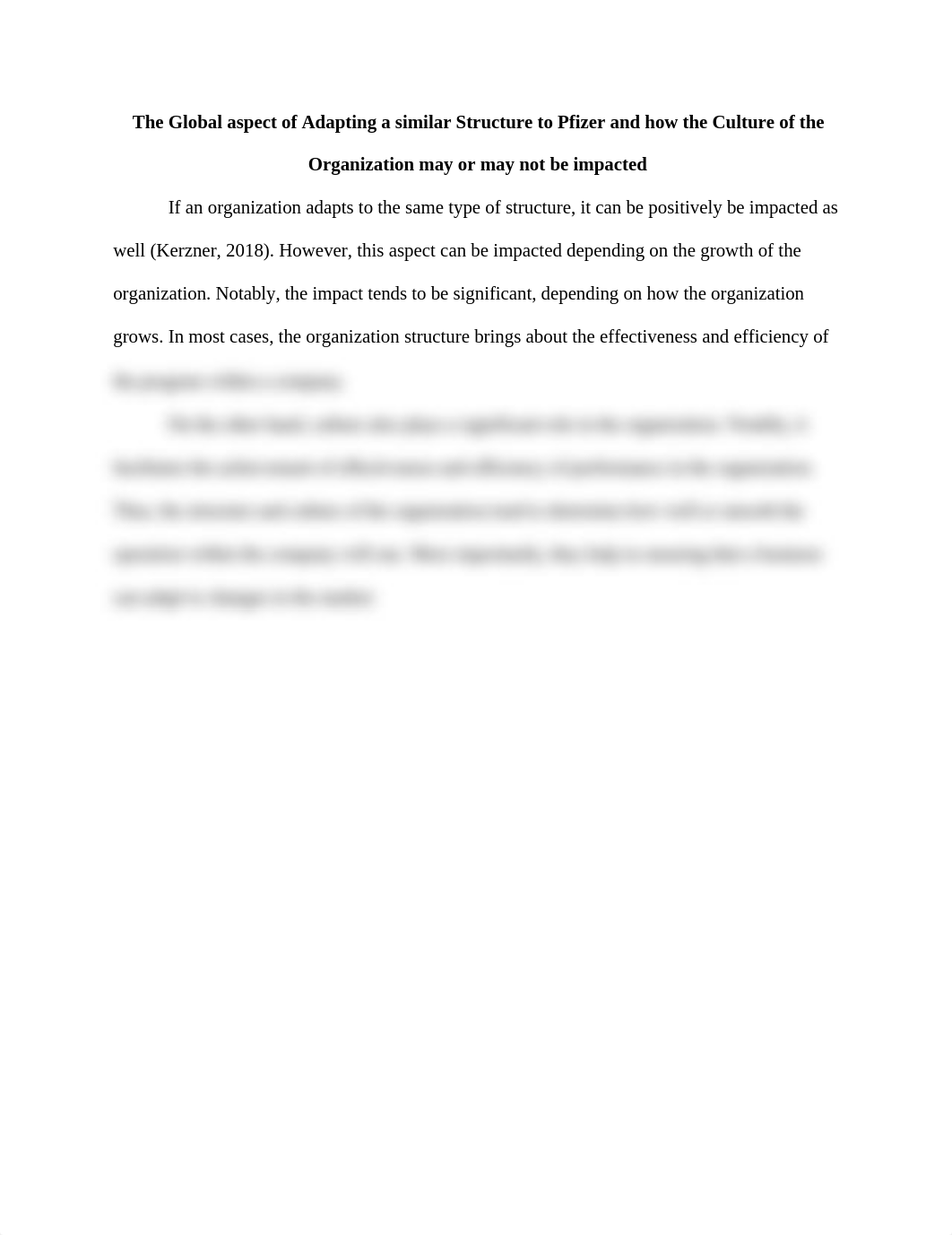 The Global aspect of Adapting a similar Structure to Pfizer and how the Culture of the Organization_dsek6skz0al_page1