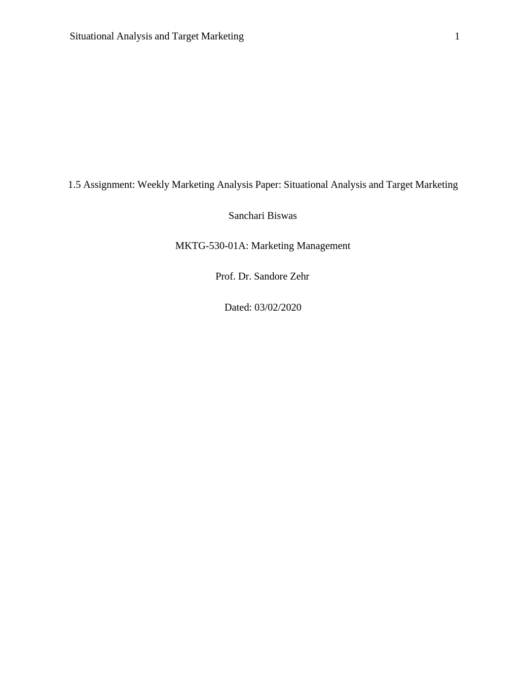 1.5 Assignment -Situational Analysis and Target Marketing_Sanchari.docx_dsemdq0cgok_page1