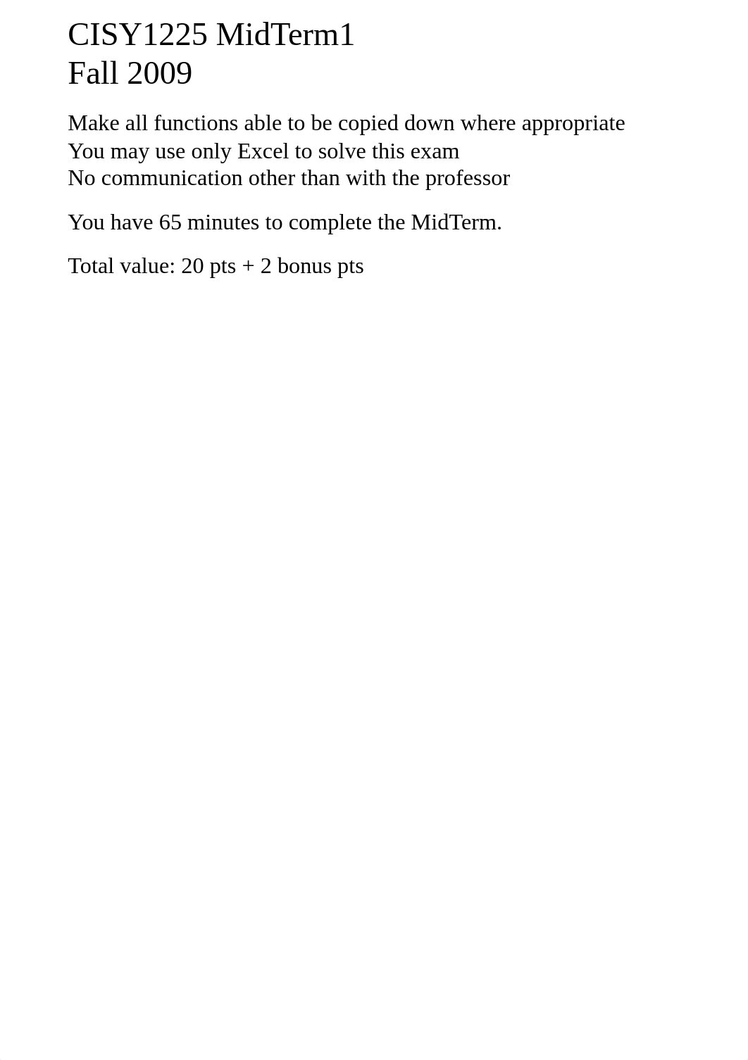Excel Midterm Fall 09_dsenmicz9y5_page1