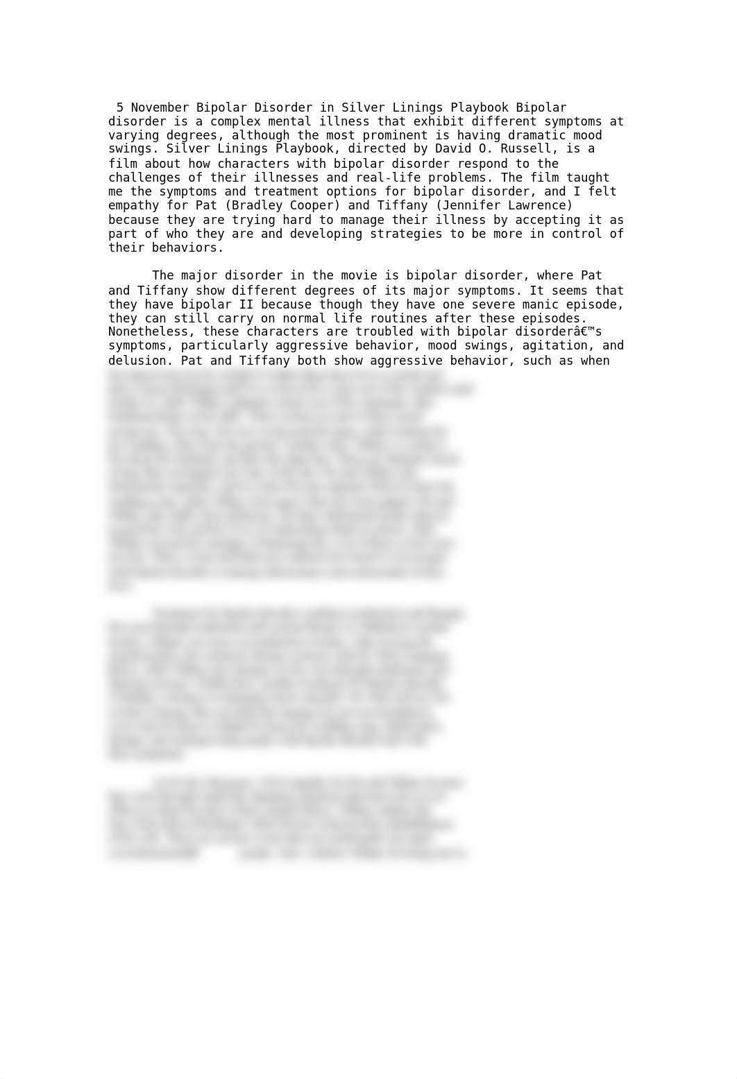 Bipolar Disorder in Silver Linings Playbook essay.doc_dsfekaxm8gw_page1