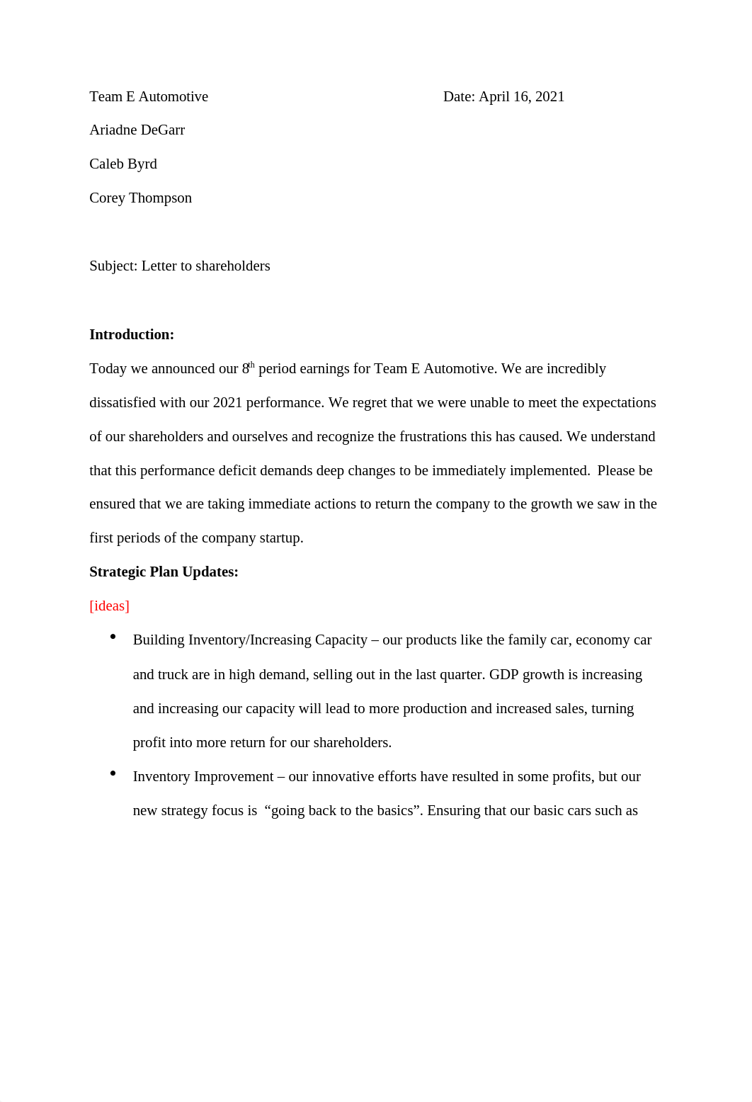 Team E Automotive - Letter to Shareholder.docx_dsfg3s879v6_page1