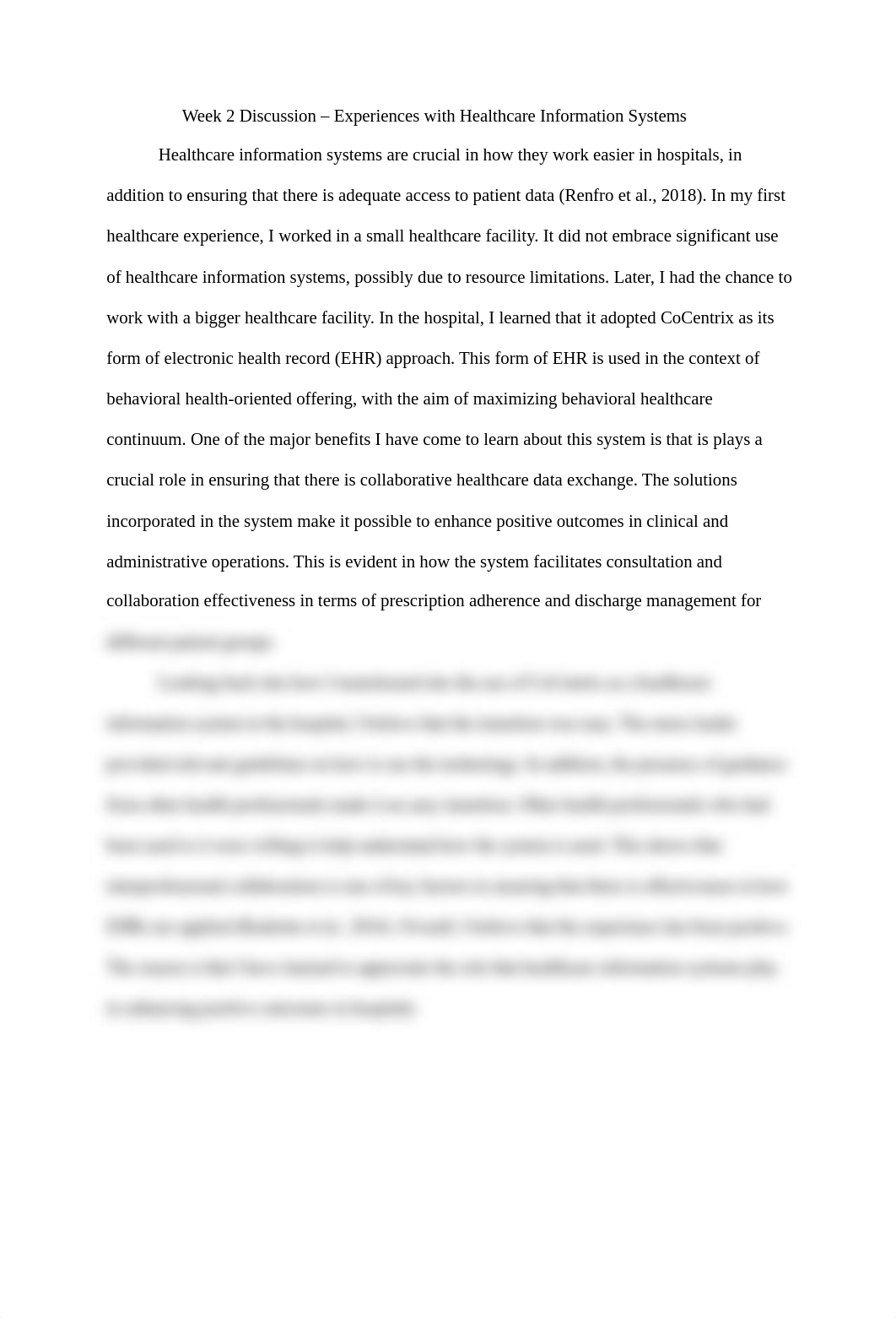 Week 2 Discussion - Experiences with Healthcare Information Systems.docx_dsfqs3oq2eb_page1