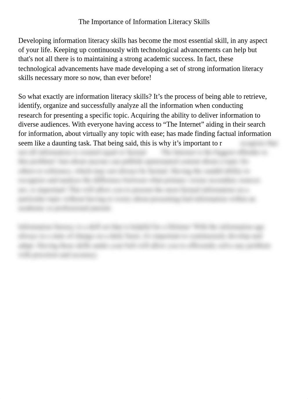 SNHU IDS-100: 1-3 Short Response--Information literacy in your life_1.9.2020_dsfreqyapjo_page1