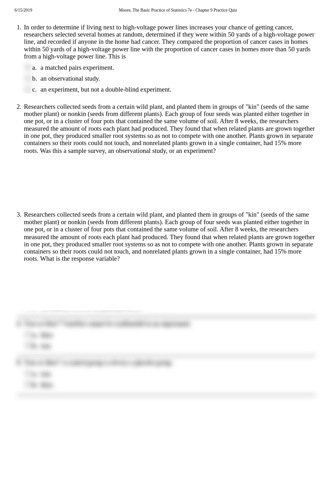 Moore, The Basic Practice of Statistics 7e - Chapter 9 Practice Quiz.pdf_dsfs0wjeg4m_page1