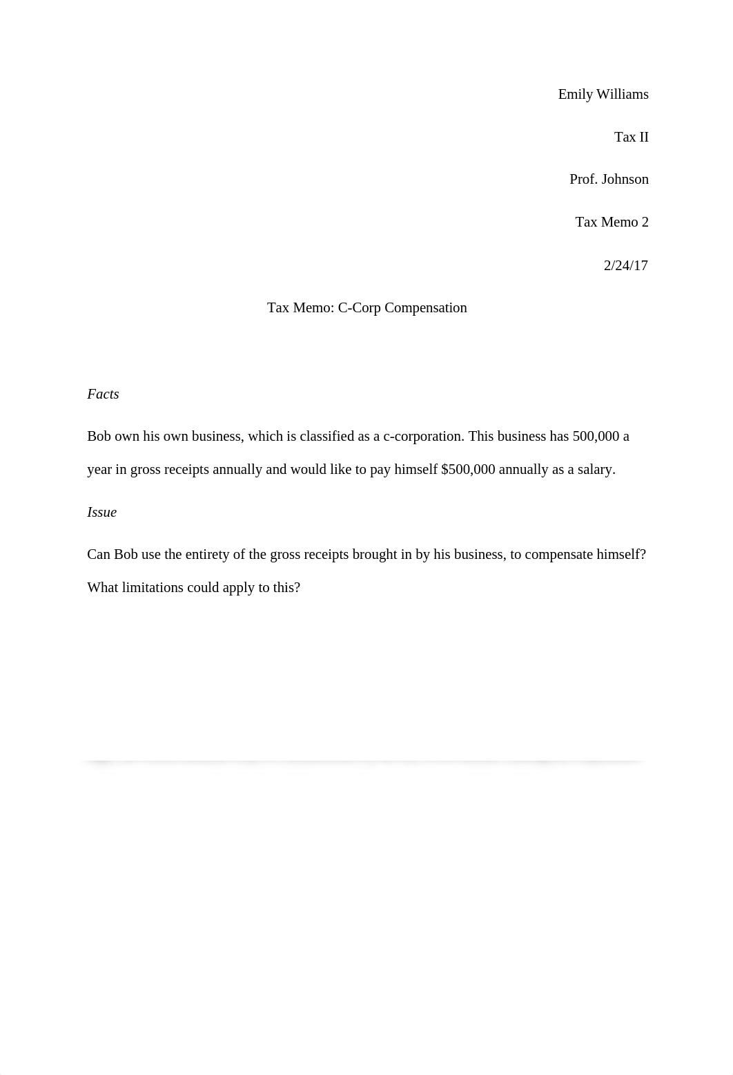 tax memo c-corp compensation _tax II_dsfxgs793hg_page1