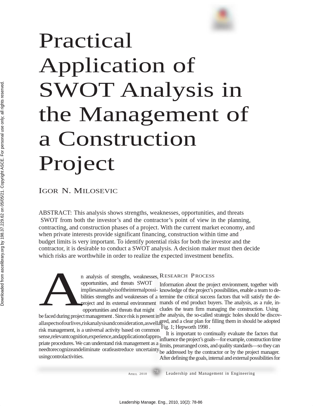 Practical Application of SWOT analysis in the management of a construction project.pdf_dsgil5lfkjn_page1