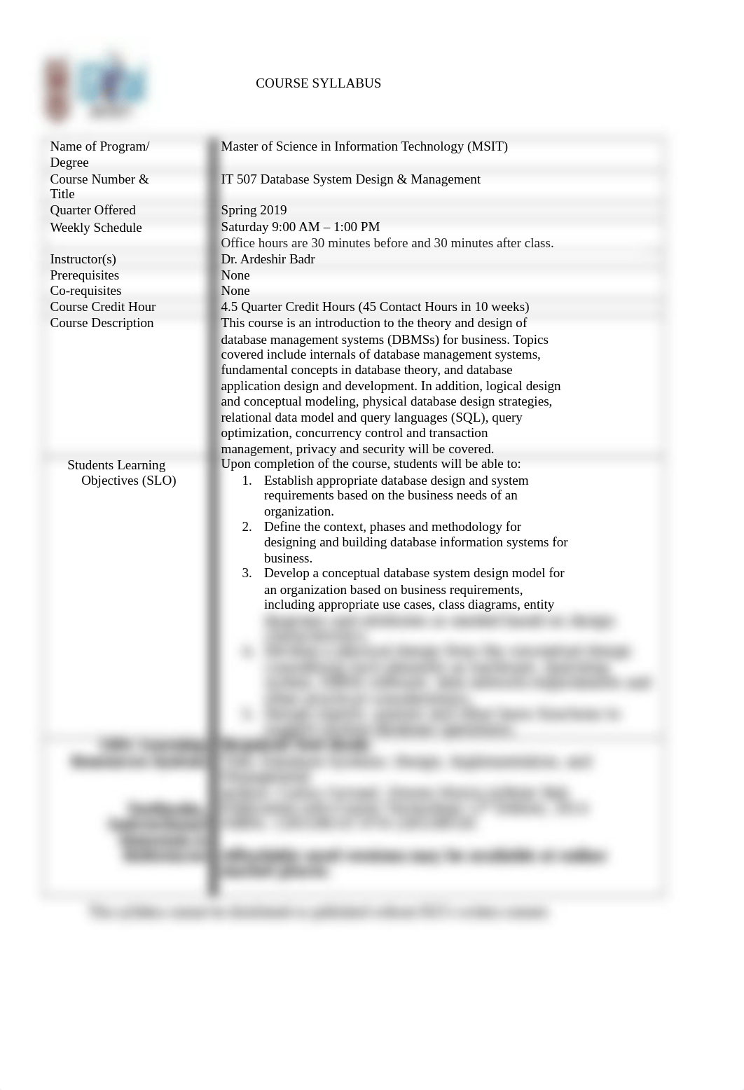 Course Syllabus - IT 507 Database System Design Management.docx_dshi8494u5f_page1